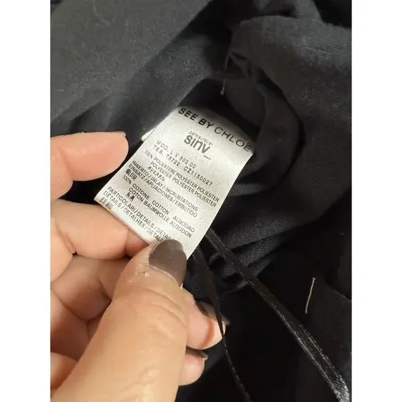 See by CHLOE Sequined Sequin Sleeveless Shift Tank Dress $365 Black USA 8 - Picture 3 of 5